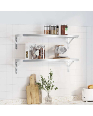 Étagères murales 2 pcs 75x23,5 cm argenté acier inoxydable | Mobilier & Déco