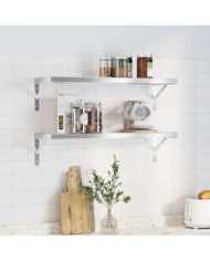Étagères murales 2 pcs 75x23,5 cm argenté acier inoxydable | Mobilier & Déco