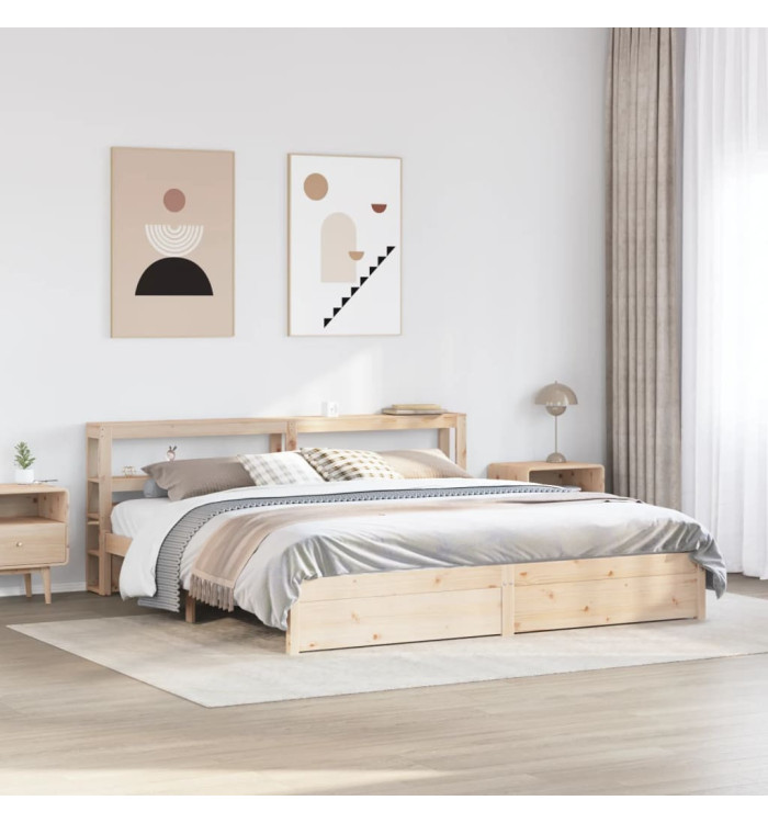 Cadre de lit avec tête de lit sans matelas 200x200 cm | Mobilier & Déco