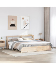 Cadre de lit avec tête de lit sans matelas 200x200 cm | Mobilier & Déco