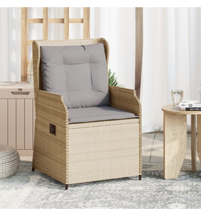 Chaises inclinables de jardin lot de 2 et coussins beige rotin | Mobilier & Déco