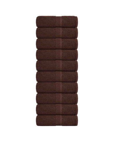 Serviettes d'invité 10 pcs marron 30x50 cm 360 g/m² 100% coton | Mobilier & Déco
