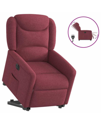 Fauteuil inclinable électrique rouge bordeaux tissu | Mobilier & Déco