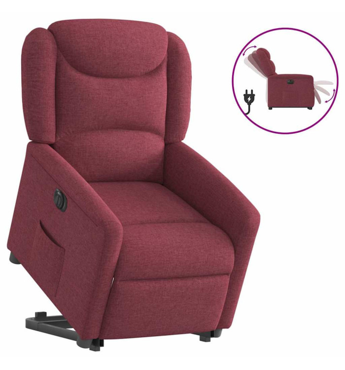 Fauteuil inclinable électrique rouge bordeaux tissu | Mobilier & Déco