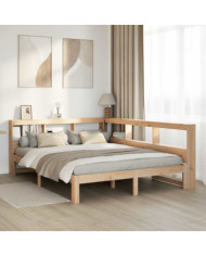 Lit bibliothèque sans matelas 140x190 cm bois de pin massif | Mobilier & Déco