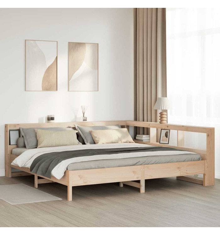Lit bibliothèque sans matelas 180x200 cm bois massif de pin | Mobilier & Déco