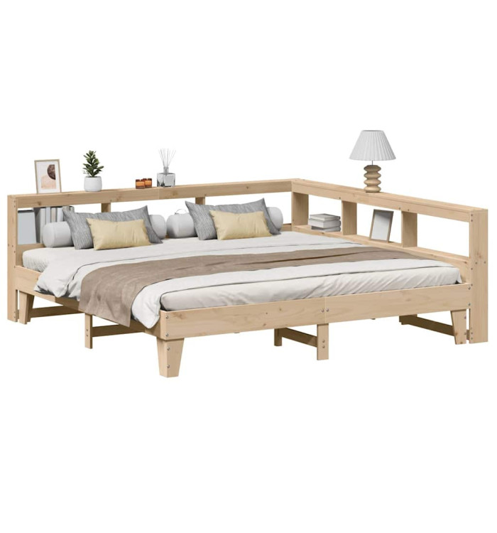 Lit bibliothèque sans matelas 180x200 cm bois massif de pin | Mobilier & Déco