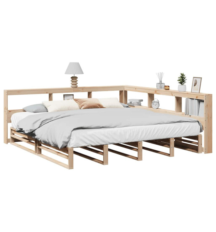 Lit bibliothèque sans matelas 180x200 cm bois massif de pin | Mobilier & Déco