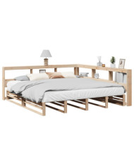 Lit bibliothèque sans matelas 180x200 cm bois massif de pin | Mobilier & Déco