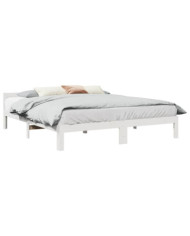 Cadre de lit sans matelas blanc 160x200 cm bois de pin massif | Mobilier & Déco