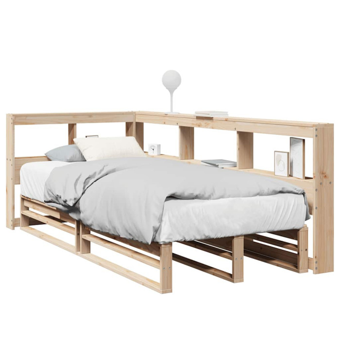 Lit bibliothèque sans matelas 90x200 cm bois de pin massif | Mobilier & Déco