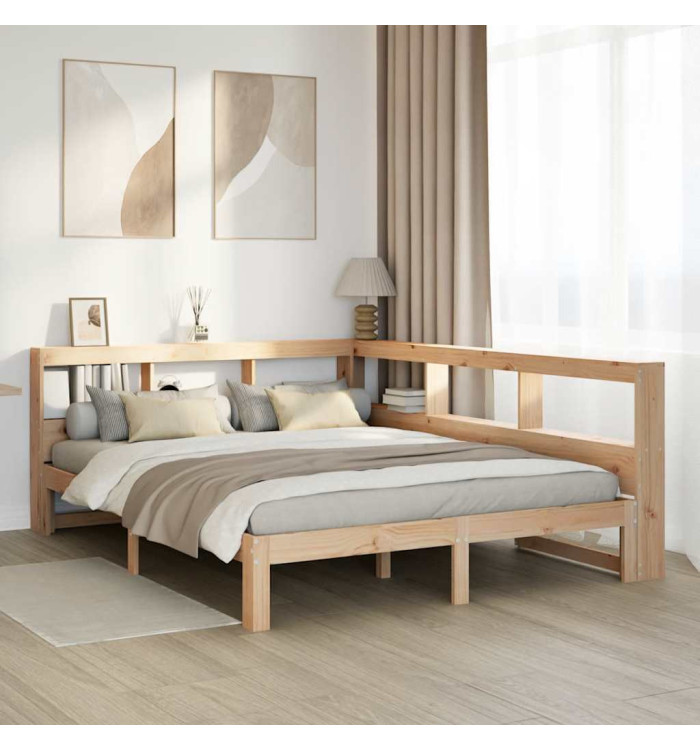 Lit bibliothèque sans matelas 140x200 cm bois massif de pin | Mobilier & Déco