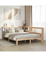 Lit bibliothèque sans matelas 140x200 cm bois massif de pin | Mobilier & Déco