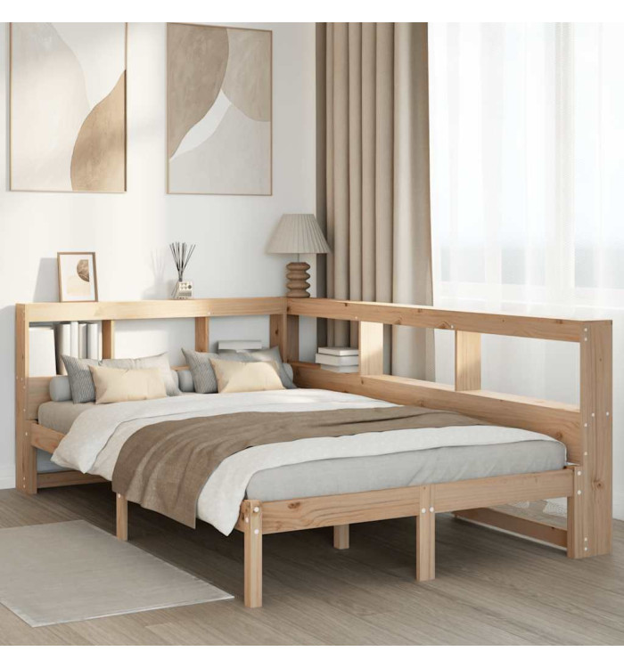 Lit bibliothèque sans matelas 120x190 cm bois de pin massif | Mobilier & Déco