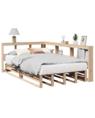 Lit bibliothèque sans matelas 120x190 cm bois de pin massif | Mobilier & Déco