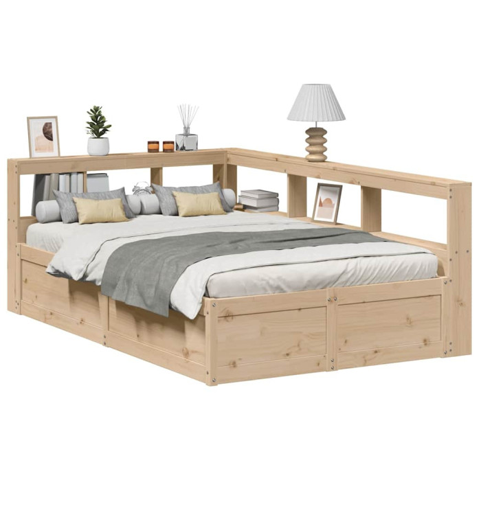 Lit bibliothèque sans matelas 120x190 cm bois de pin massif | Mobilier & Déco
