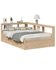 Lit bibliothèque sans matelas 120x190 cm bois de pin massif | Mobilier & Déco