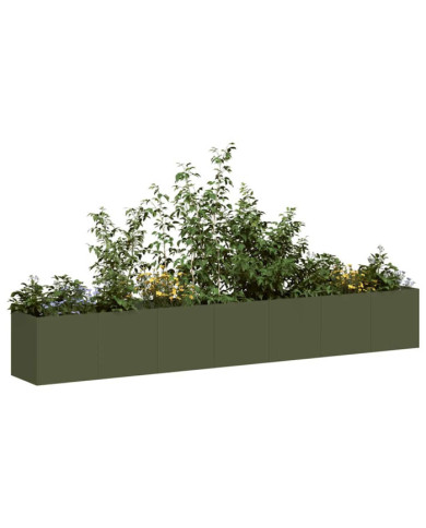 Jardinière vert olive 280x40x40 cm acier laminé à froid | Mobilier & Déco