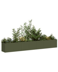 Jardinière vert olive 280x40x40 cm acier laminé à froid | Mobilier & Déco