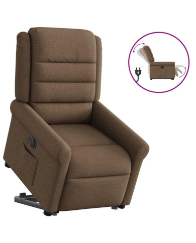 Fauteuil inclinable électrique marron tissu | Mobilier & Déco