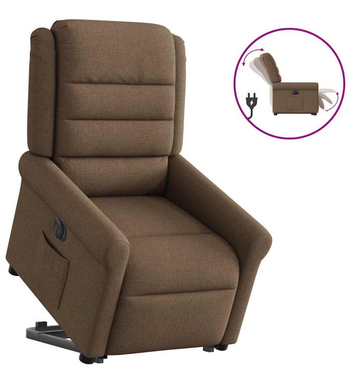 Fauteuil inclinable électrique marron tissu | Mobilier & Déco