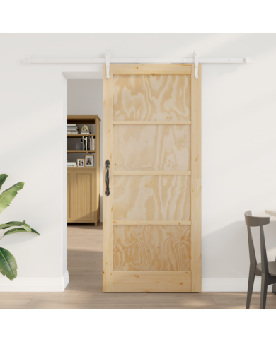 Porte Coulissante avec Quincaillerie 78x202 cm Bois Massif de Pin | Mobilier & Déco