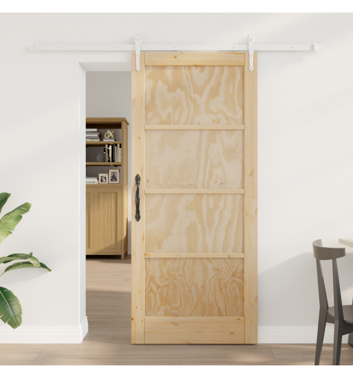 Porte Coulissante avec Quincaillerie 78x202 cm Bois Massif de Pin | Mobilier & Déco