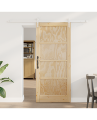 Porte Coulissante avec Quincaillerie 78x202 cm Bois Massif de Pin | Mobilier & Déco
