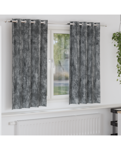 Rideaux en velours 2 pcs avec œillets Gris 175x140 cm | Mobilier & Déco