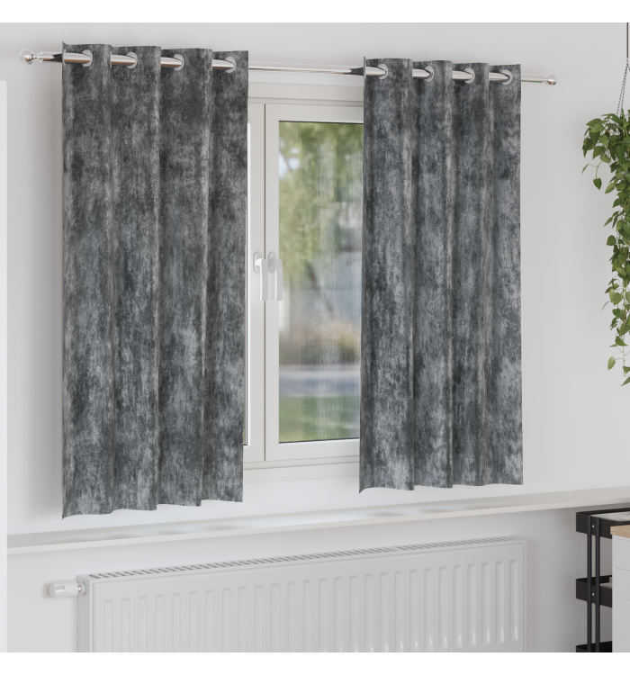Rideaux en velours 2 pcs avec œillets Gris 175x140 cm | Mobilier & Déco