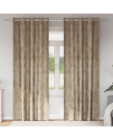 Rideaux en Velours 2 pcs avec œillets Champagne 225x140 cm | Mobilier & Déco