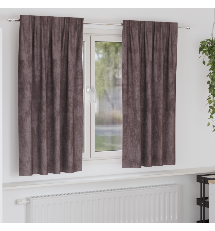 Rideaux en Velours 2 pcs avec œillets Marron 175x140 cm | Mobilier & Déco