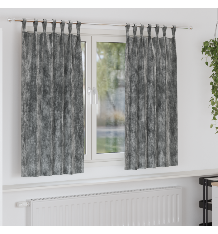 Rideaux en velours 2 pcs avec œillets gris 175x140 cm | Mobilier & Déco
