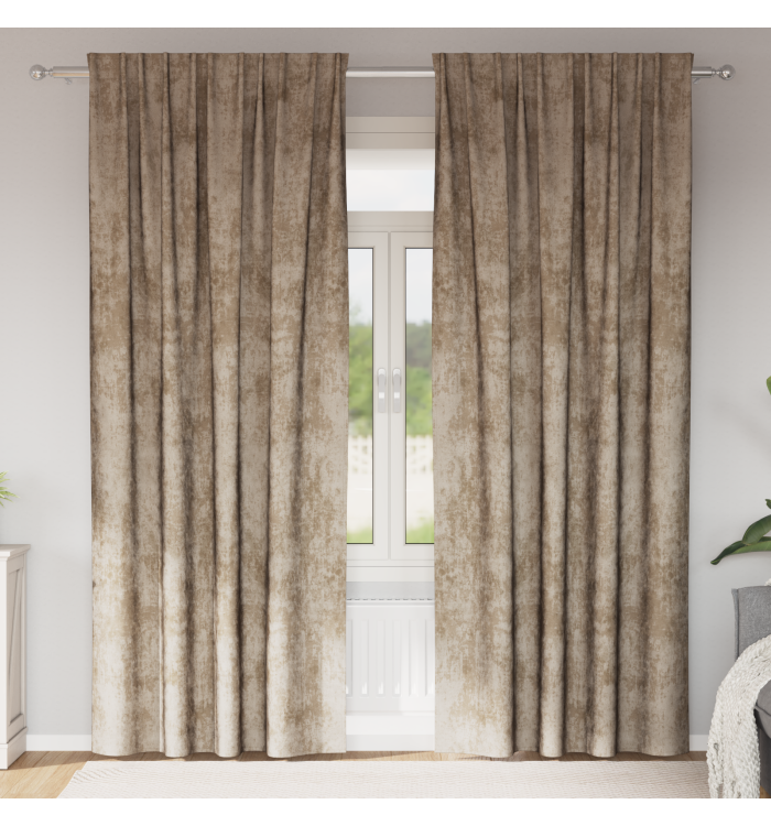 Rideaux en velours 2 pcs avec œillets Champagne 245x140 cm | Mobilier & Déco