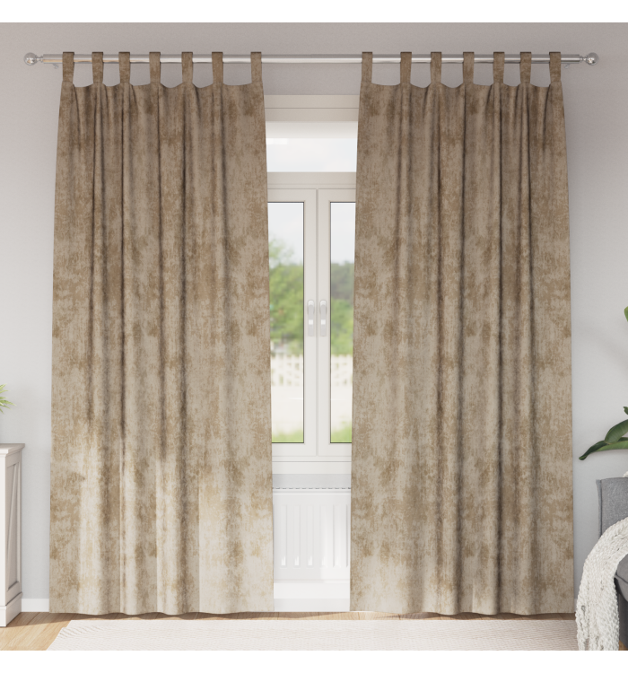 Rideaux en velours 2 pcs avec œillets Champagne 225x140 cm | Mobilier & Déco