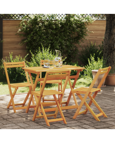 Ensemble Bistro Pliable 5 Pièces en Bois Massif Acacia | Mobilier & Déco