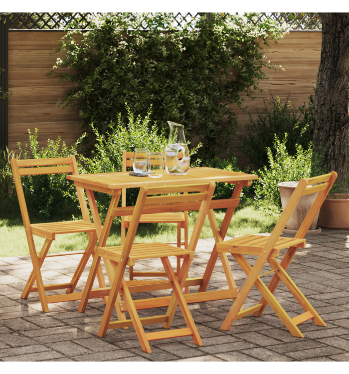 Ensemble Bistro Pliable 5 Pièces en Bois Massif Acacia | Mobilier & Déco