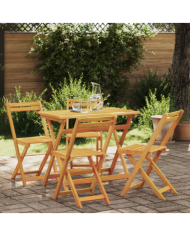 Ensemble Bistro Pliable 5 Pièces en Bois Massif Acacia | Mobilier & Déco