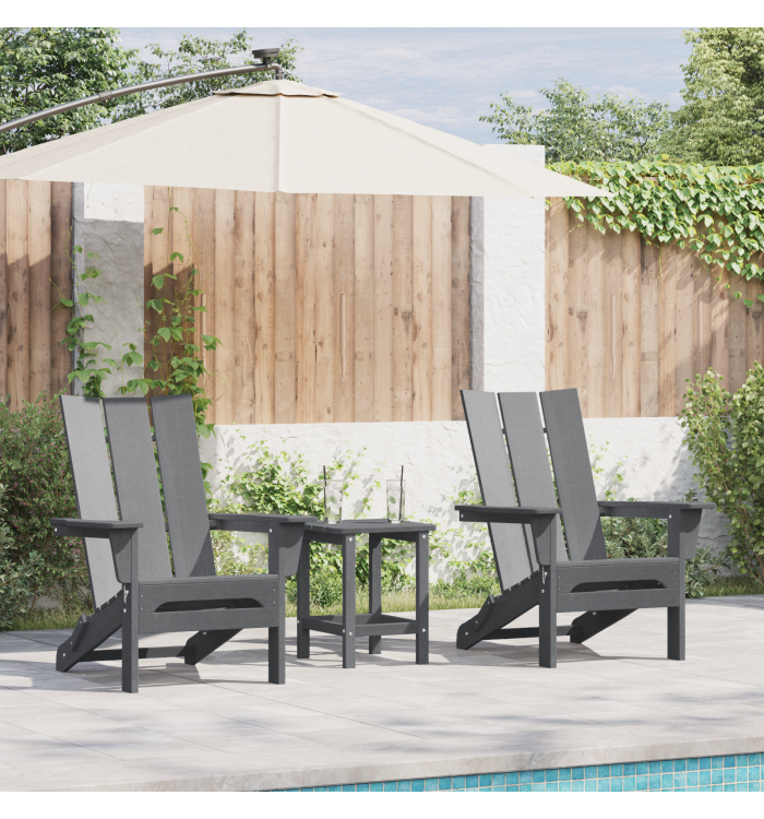 Chaises Adirondack pliables 2 pcs Gris clair 74,5x80,5x90 cm HDPE | Mobilier & Déco