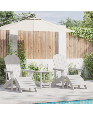 Chaises Adirondack avec repose-pieds 2 pcs Blanc HDPE | Mobilier & Déco