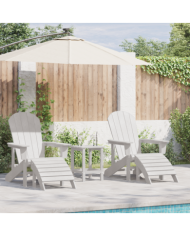 Chaises Adirondack avec repose-pieds 2 pcs Blanc HDPE | Mobilier & Déco