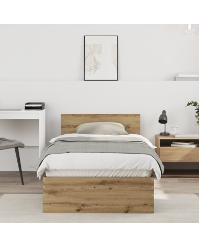 Cadre de lit sans matelas avec tête de lit en chêne artisan 75x190 cm | Mobilier & Déco