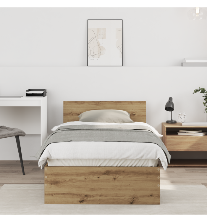 Cadre de lit sans matelas avec tête de lit en chêne artisan 75x190 cm | Mobilier & Déco