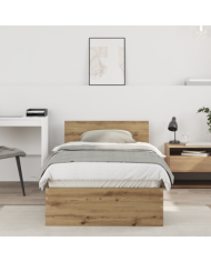 Cadre de lit sans matelas avec tête de lit en chêne artisan 75x190 cm | Mobilier & Déco