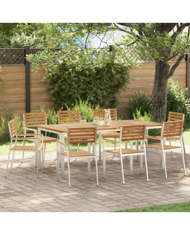 Chaises de jardin empilables 8 pcs 54.5x56x89 cm en bois massif de teck | Mobilier & Déco