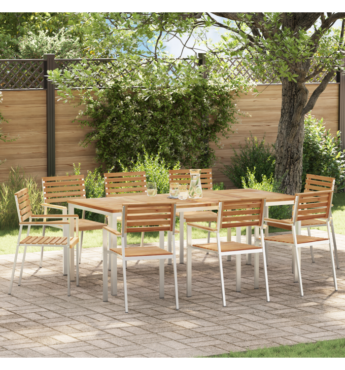 Chaises de jardin empilables 8 pcs 54.5x56x89 cm en bois massif de teck | Mobilier & Déco