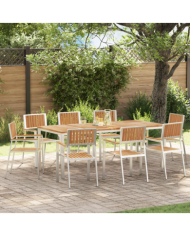 Ensemble de salle à manger de jardin 9 pièces en teck massif | Mobilier & Déco