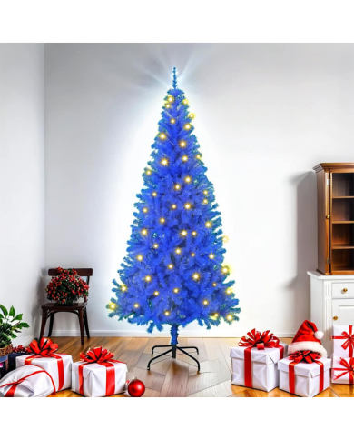 Arbre de Noël artificiel avec 300 LED bleu 180 cm PVC | Mobilier & Déco