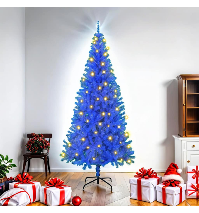 Arbre de Noël artificiel avec 300 LED bleu 180 cm PVC | Mobilier & Déco