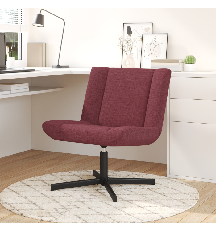 Chaise Pivotante Rouge vin Tissu polyester avec base en métal | Mobilier & Déco